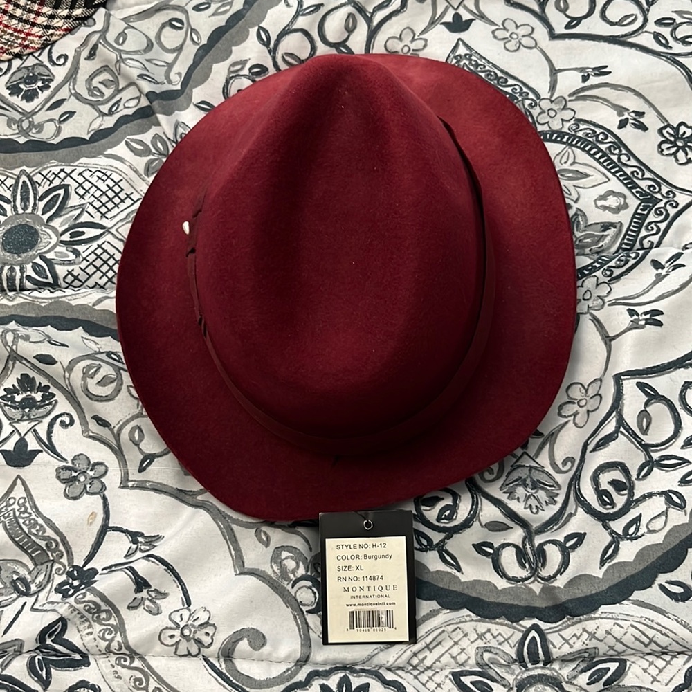 Burgundy fedora hat